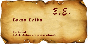 Baksa Erika névjegykártya